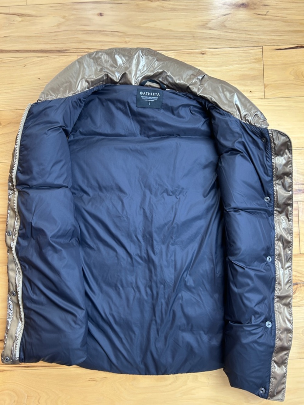 Athleta Shiny Bronze Quilted Puffer Vest | Size Large - Picture 4 of 6